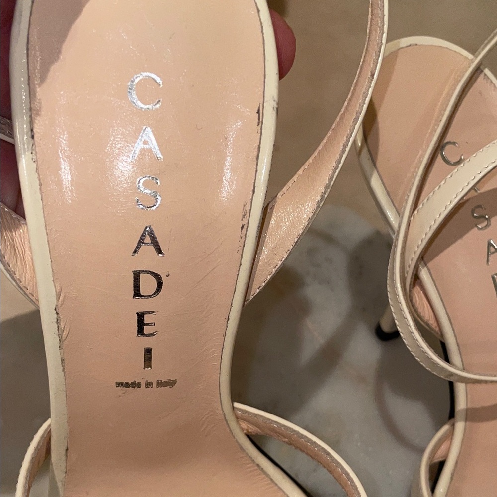 Casadei patent leather Cream Embellished Heels NW - Picture 3 of 13